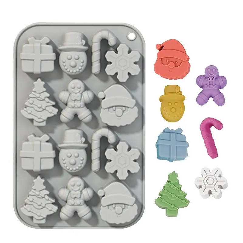 Christmas Candy Molds Santa Clause Christmas Tree Snowman Gingerbread Man Baking Molds 14-Cavities Christmas Tree Santa Snowman