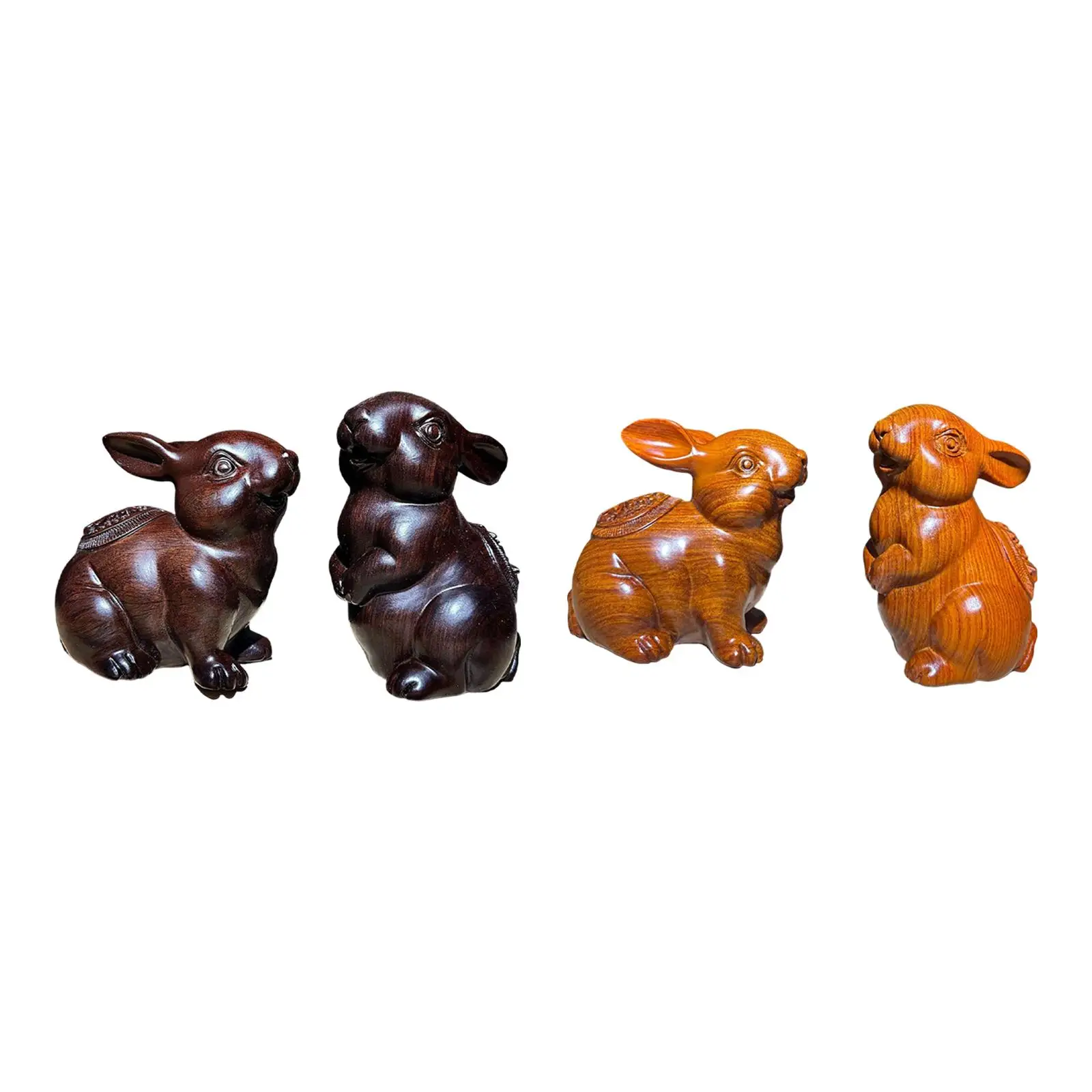 

Carved Wooden Bunny Figurine Fine Desk Decoration Animal Miniature for Home Office Collectible Ornament