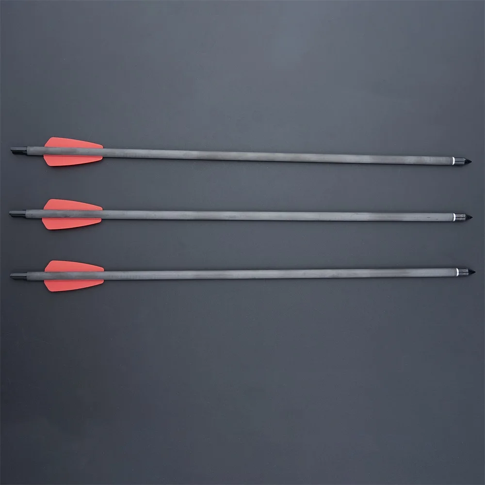 Toparchery 7.5/15 Inch Carbon Arrow with 2pcs Red Plastic Feathers Hunting Arrows for Outdoor Hunting 6/12/24pcs