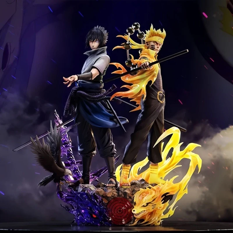 

New Naruto Shippuden Figurine Naruto Uzumaki Uchiha Sasuke Action Figure 38cm PVC Toy Statue Collection Model Birthday Gifts