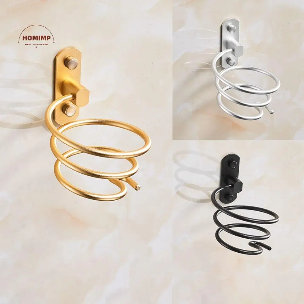 

Aluminum Hair Dryer Holder Wear Resistant Waterproof Wall Mounted Organizer Portable Durability Spiral Stand Holder Rack Home