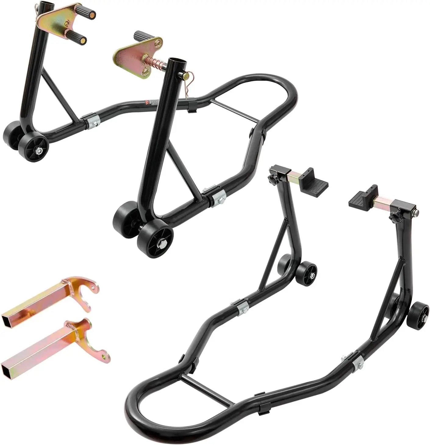 

Heavy-Duty Motorcycle Lift Stand 850lbs Front Rear Combo with Adjustable Forks for Easy Maintenance