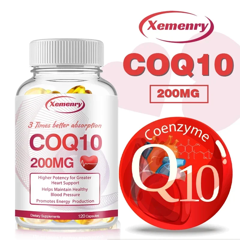 Cápsulas de coenzima Q10, 200 Mg cada una, para promover la salud Cardiovascular y la salud del corazón, proporcionar energía para apoyar la salud de las articulaciones