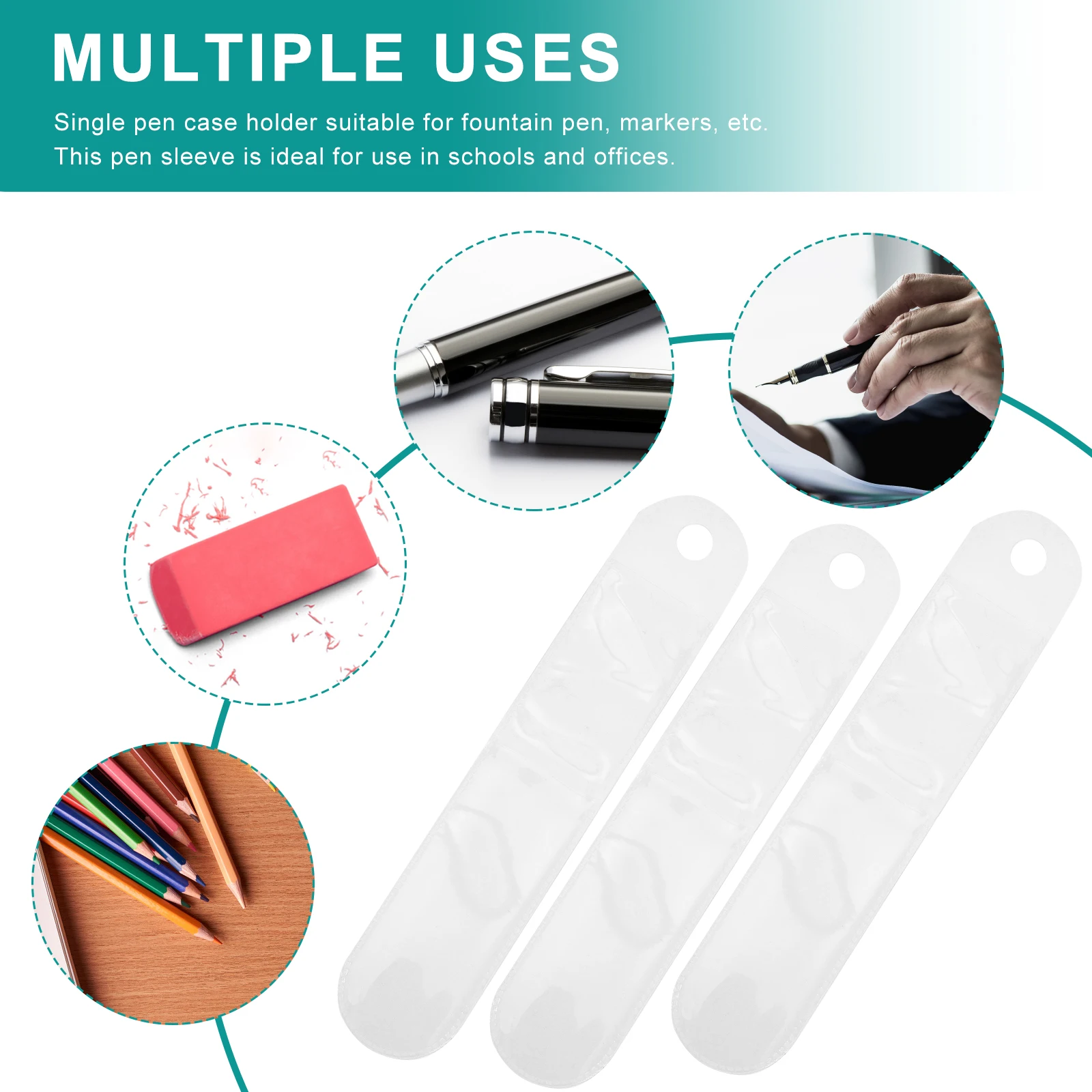 

100pcs Transparent Pen Bags Lightweight Portable Storage Cases for Fountain Pens Markers Protective Covers Gifts Students