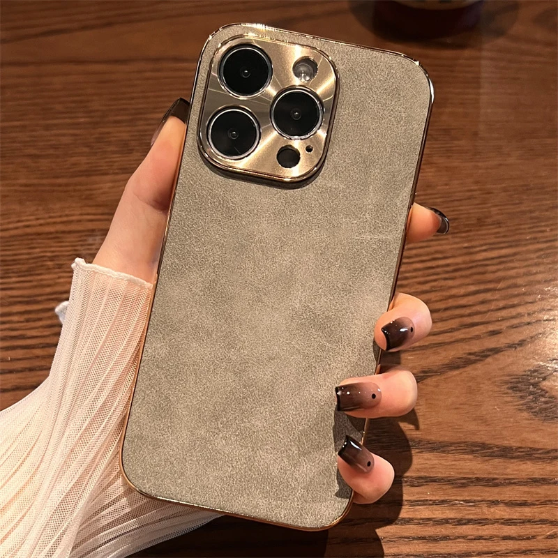 Schaffell-Handyhülle für iPhone 11, 13, 12, 14, 15, 16, 17, Pro Max, Luftbeschichtung, Stoßstange, Drehung, Pelz, Lammleder, Metalllinse, Handyhülle – Detail 4