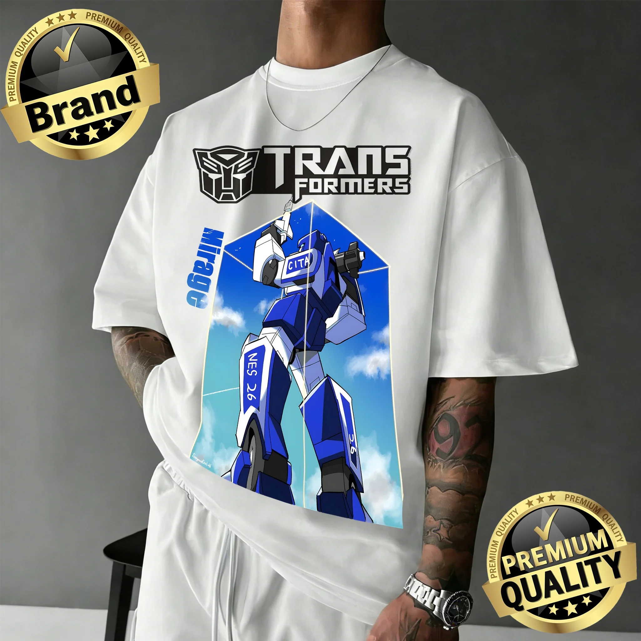 

Футболка Hasbro Transformers Mirage Graphic 2026, летняя, 100% хлопок, с принтом, дышащая, оверсайз, модная, универсальная, в стиле Y2K