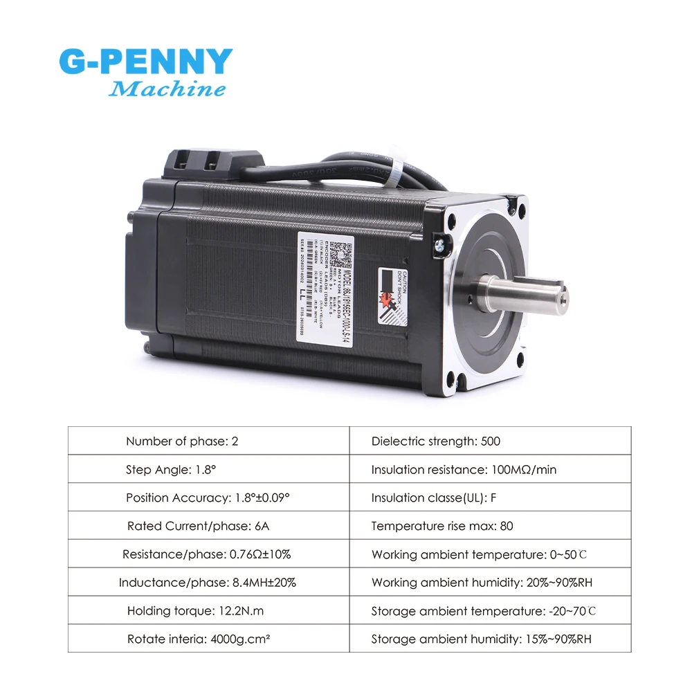 G-Penny JMC Nema34 12.2N.m Closed Loop Stepper Motor Hybrid Stepper Servo Motor Kits 6A DC/AC 86J18156EC-1000-LS 2HSS86H-A-5