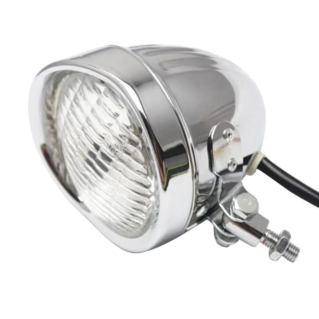 Motorcycle Headlight for    Bobber Chopper   Chrome Clear