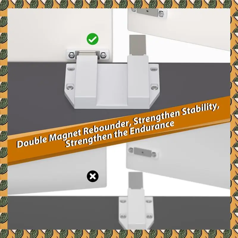 

A77I двойная защелка для открытия двери шкафа, сверхмощная 2-упаковка, магнитная дверная защелка, сенсорные защелки для кухонной двери