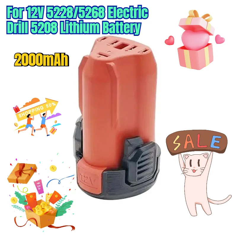

2000mAh for 12V 5228/5268 Electric Drill 5208 Lithium Battery