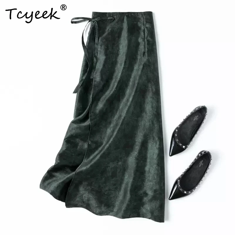 

Tcyeek, элегантная юбка XiangYunSha из 100% натурального шелка, женская юбка на шнуровке с натуральной талией, юбка в стиле ретро, новинка лета 2024, B44969QC