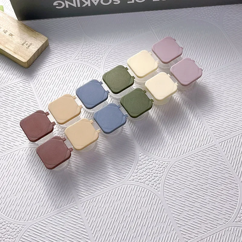 xgnvpy Compact Clamshell Contact Lens Case Twin Set Simple Fashionable Press Closure Colorful Options Companion Portable