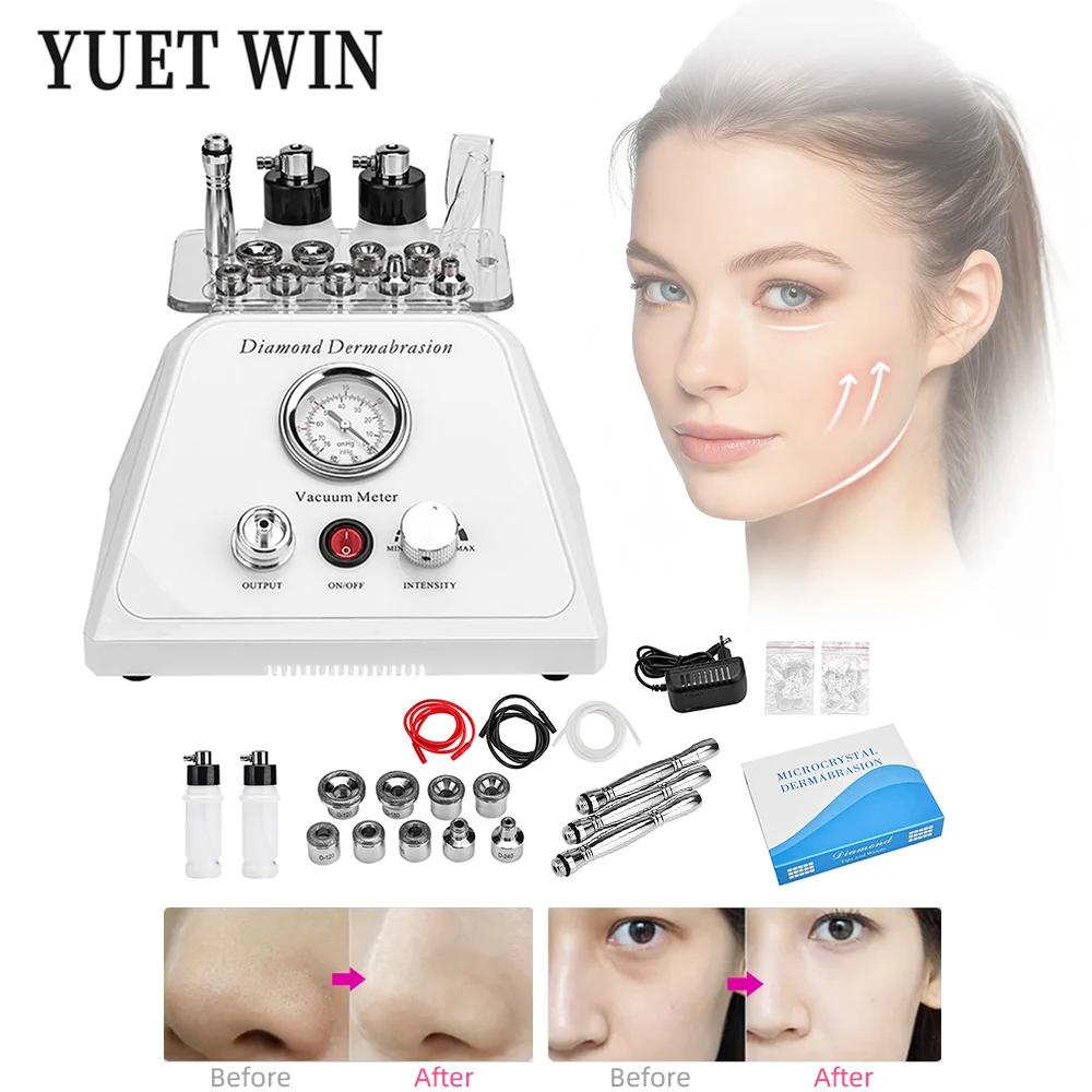 YUETWIN Diamond Microdermabrasion Beauty Machine Water Spray Exfoliation Device Acne Blackh Removal Wrinkle Facial Peeling Tools