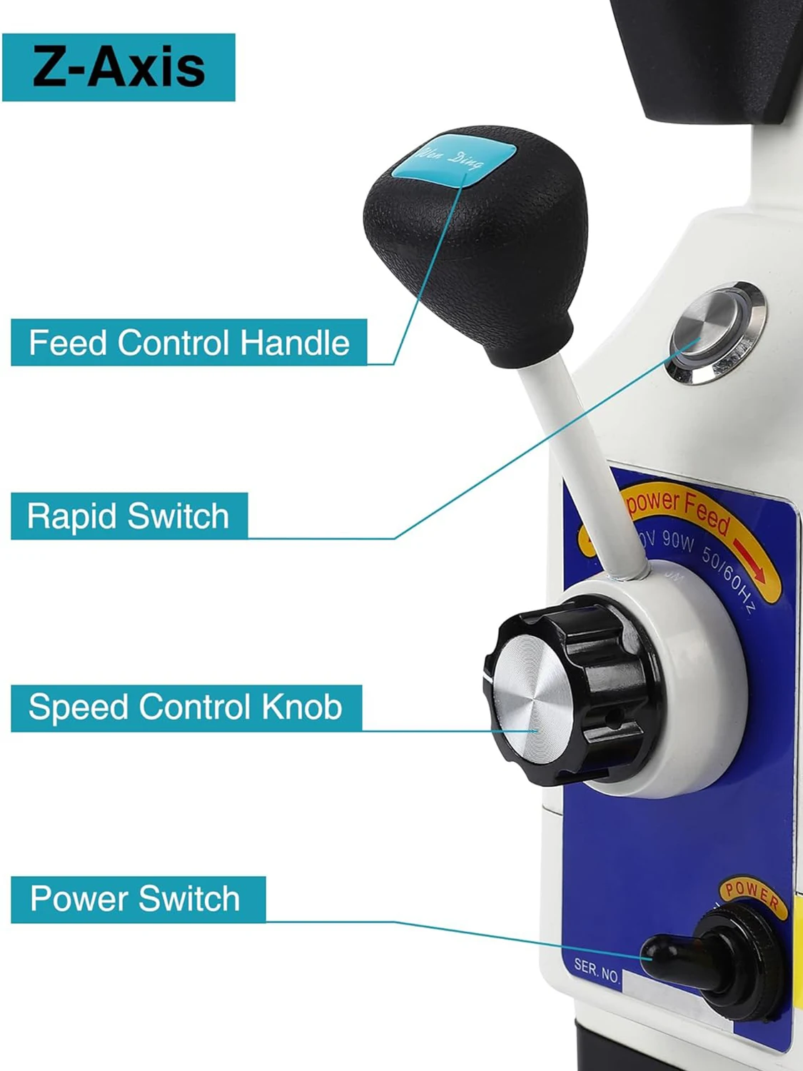 Alimentación de potencia del eje X del eje Z para fresadoras eléctricas, par de 450 LB, 110 V, alimentación de potencia de fresadora de velocidad ajustable de 0-200 PRM