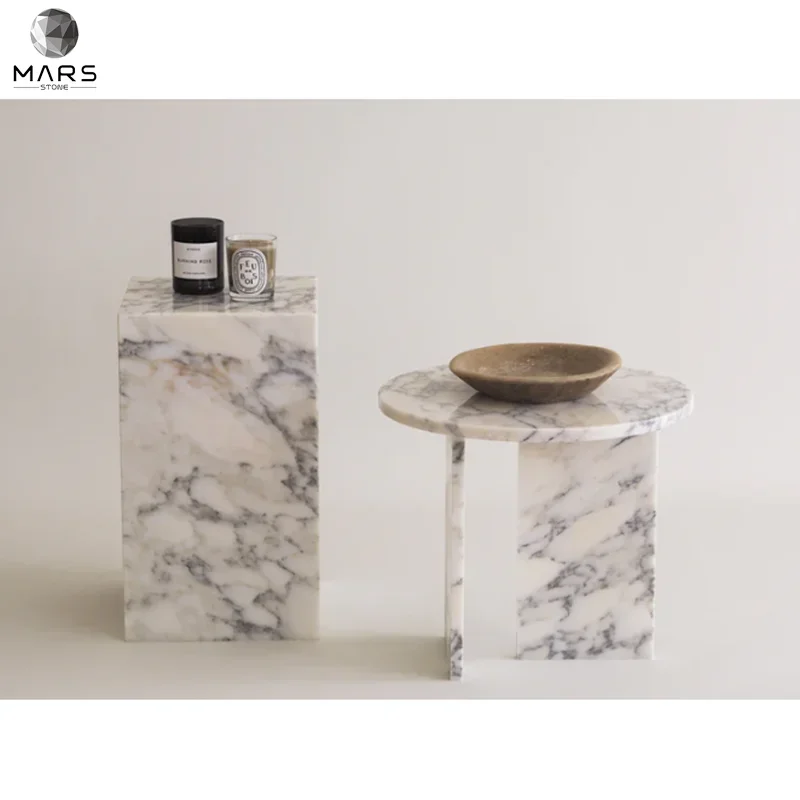 Coffee Table,Hot Sale Custom Size Calacatta Volia Marble Plinth Stone Side Table For Villa Home