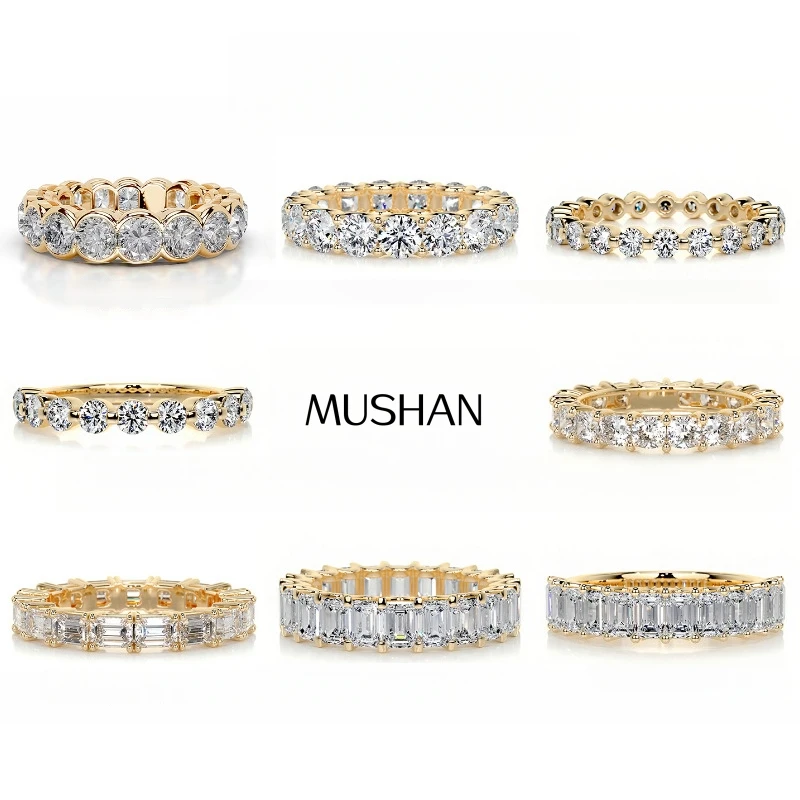 

MuShan Brand Jewelry 925 Sterling Silver Ring VVS Moissanite Statement Ring for Sister 18K Gold Plated MST Patent GRA Rings