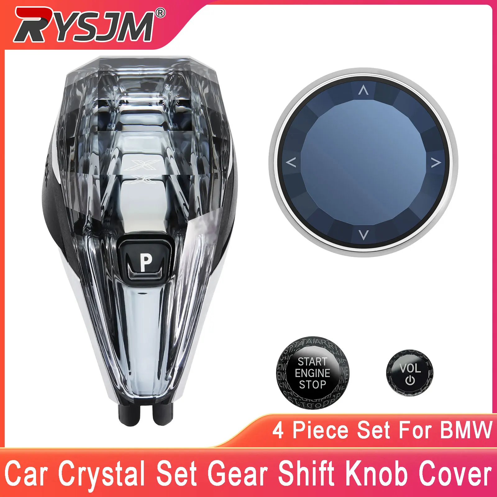 Juego de 4 pomo de palanca de cambios de cristal para coche BMW G20 G22 G26 G14 Z4 G29 X3 G01 X4 G02 X5 G05 X6 G06 X7 G07, mango de palanca de cambios de cristal para automóvil