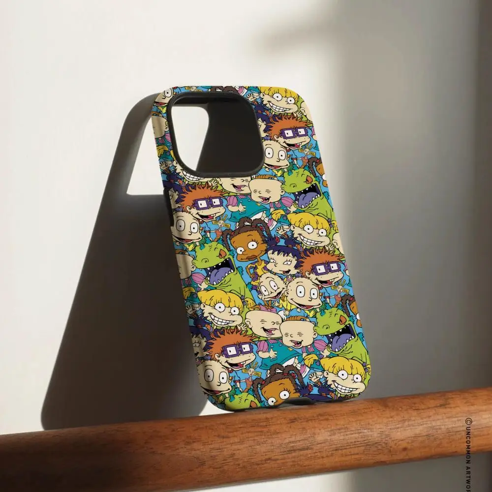 Casing Ponsel Untuk iPhone 17 16 15 14 13 12 Pro Max Plus Glossy HD Double-Layer Liquid Hard Shell R-Rugrats Kartun