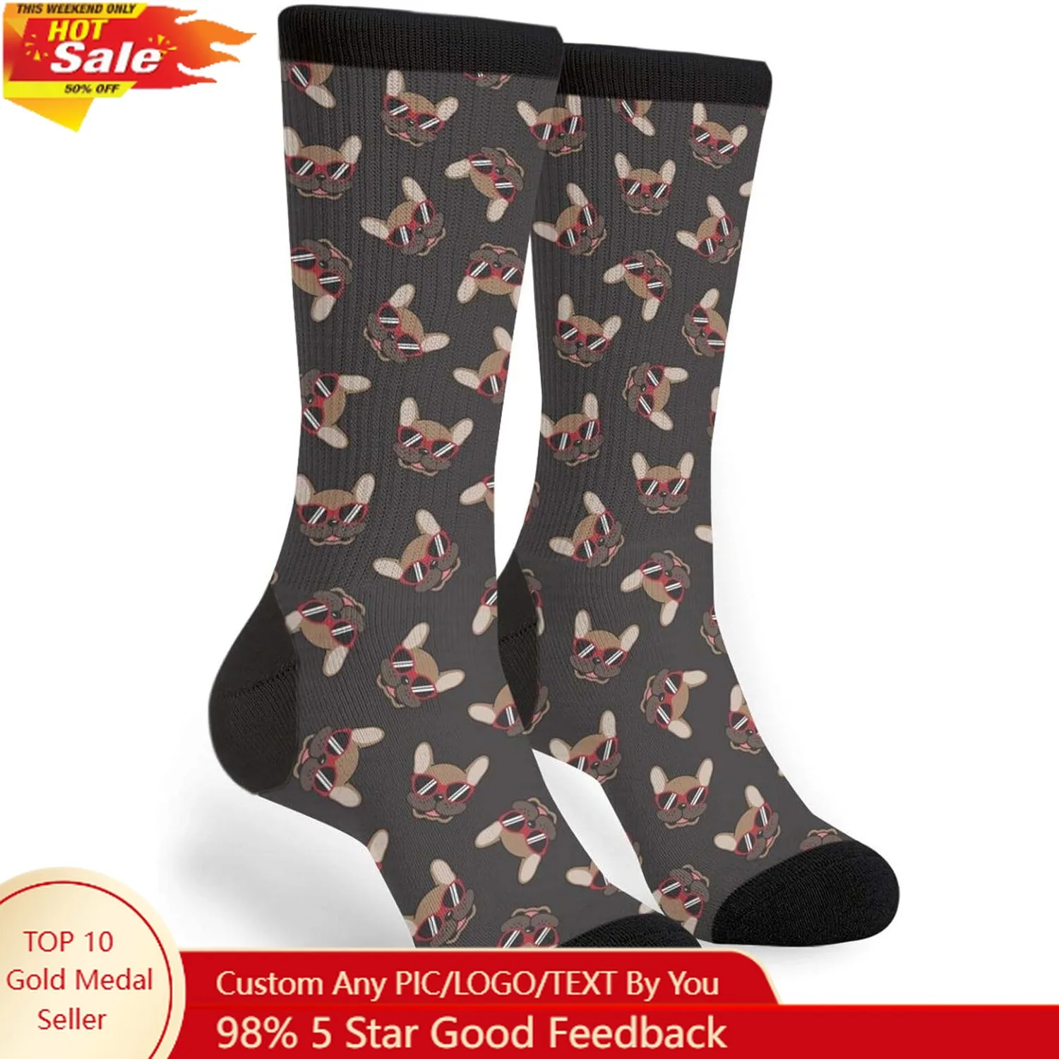 

Blue Unicorn Flamingo Sloth Unisex Novelty Socks, Funny Funky Crazy Cool Crew Dress Socks