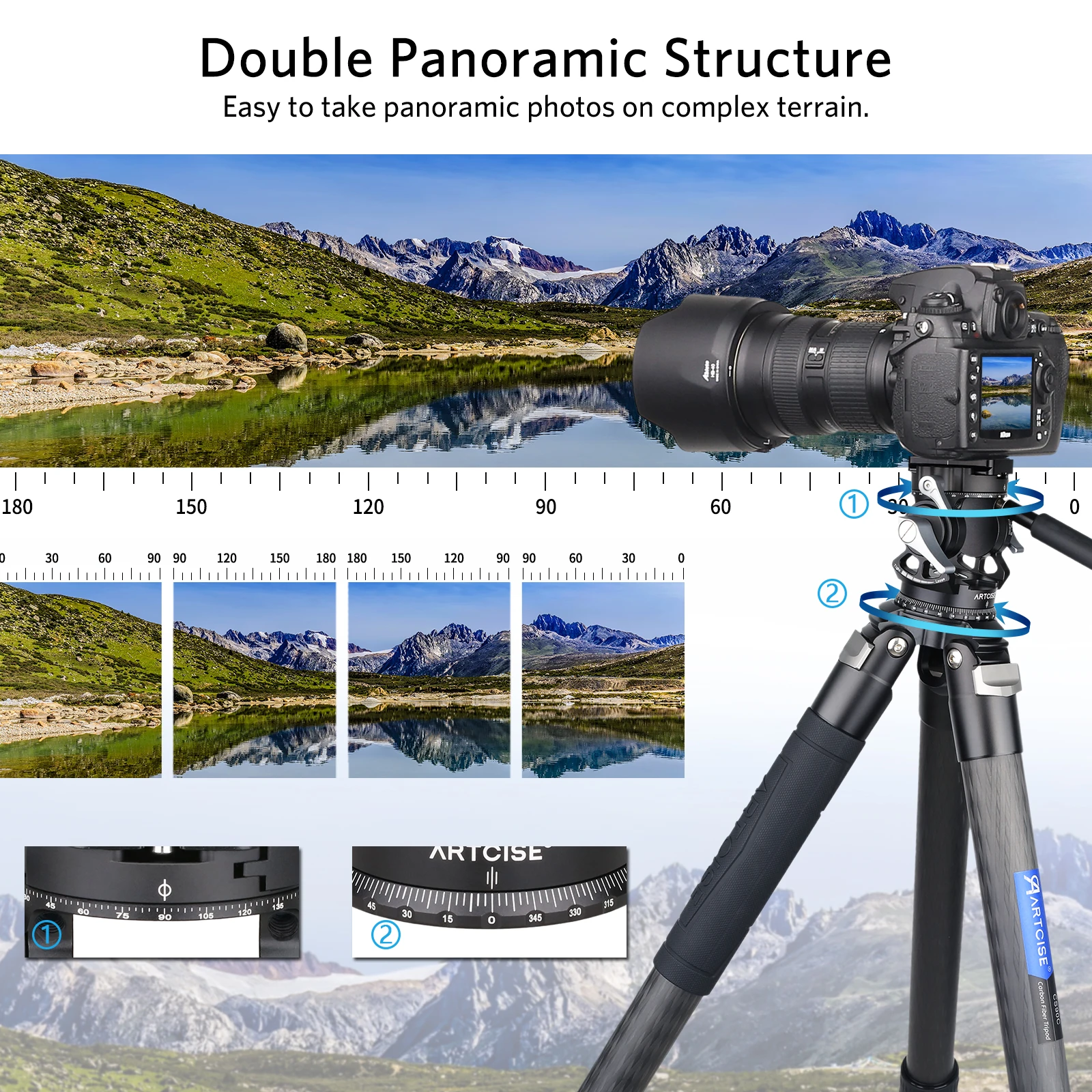 Artcise New Hollow Video Hydraulic Head -51°+90° Double Panoramic Structure CNC Lightweight Compact Fluid Video Head for Tripod