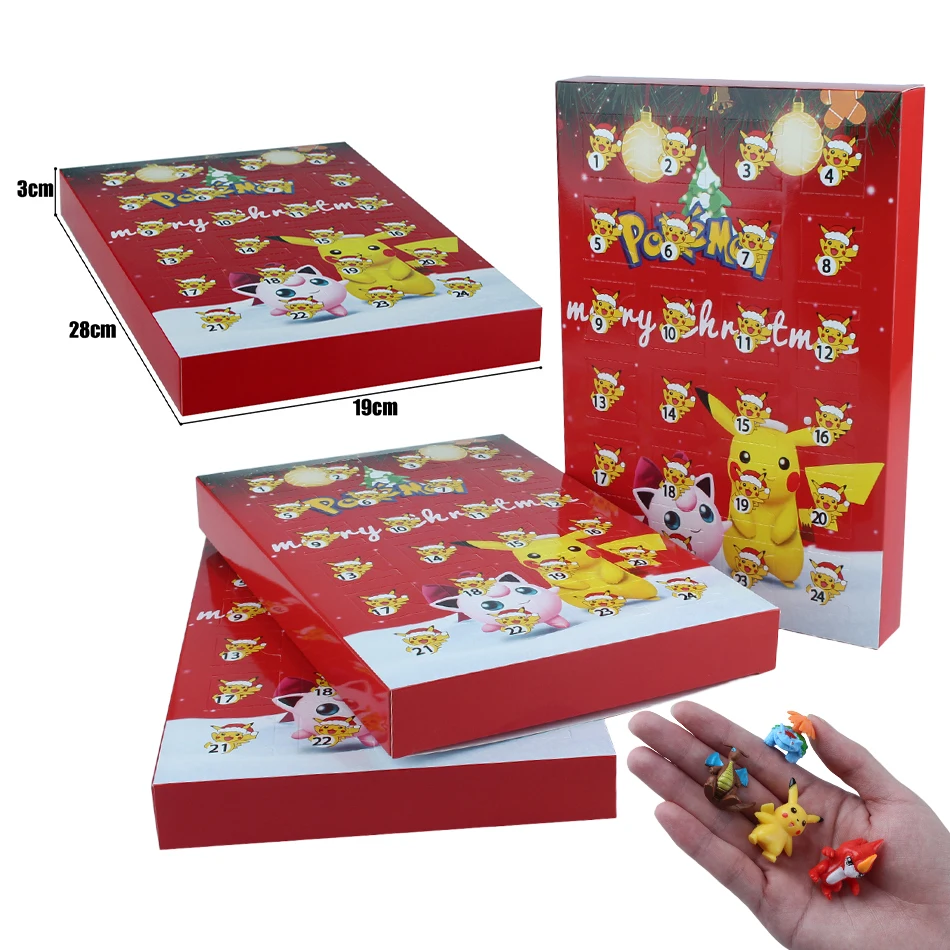 Figura de Pokémon, calendario de Adviento de Navidad, caja de regalos, Kawaii, Pikachu, Anime, modelo de acción figural, juguetes para niños