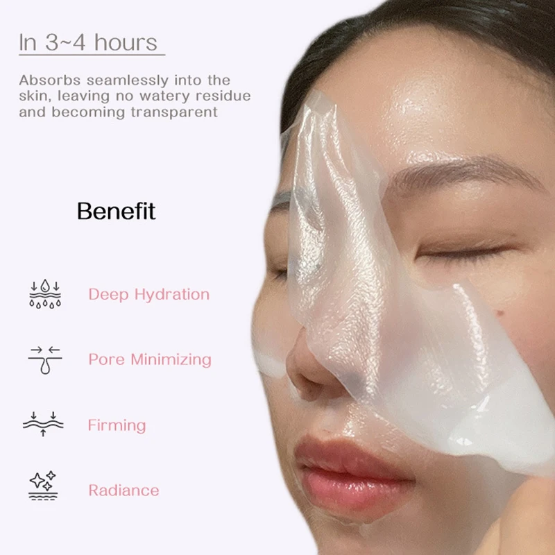 Maschera per il viso antirughe al collagene Idratazione profonda Sbiancamento Maschera idrogel solubile Liscia Illumina Cosmetico coreano per la cura della pelle