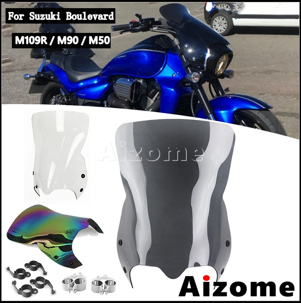 3Colors Motorcycle Windshield Screen Cover For Suzuki Boulevard M109R M50 M90 Motorbike Windscreen Deflector Fairing 2006-2016