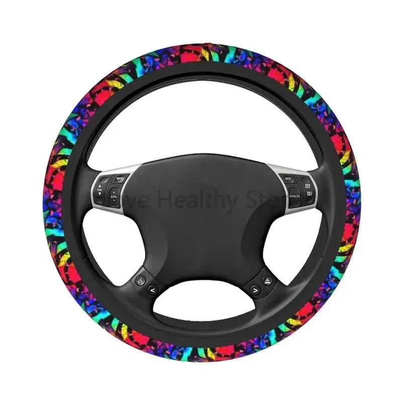 Graffiti Car Steering Wheel Cover American Comic Collection Pop Art Print Neoprene Auto Steering Protector Universal 15 Inches