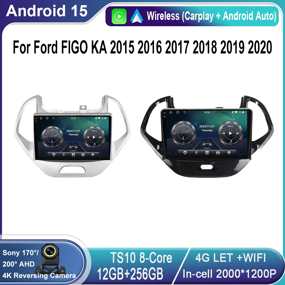 أندرويد راديو السيارة ستيريو مشغل وسائط متعددة لفورد فيجو كا 2015 2016 2017 2018 2019 2020 الملاحة اللاسلكية Carplay رئيس وحدة #2