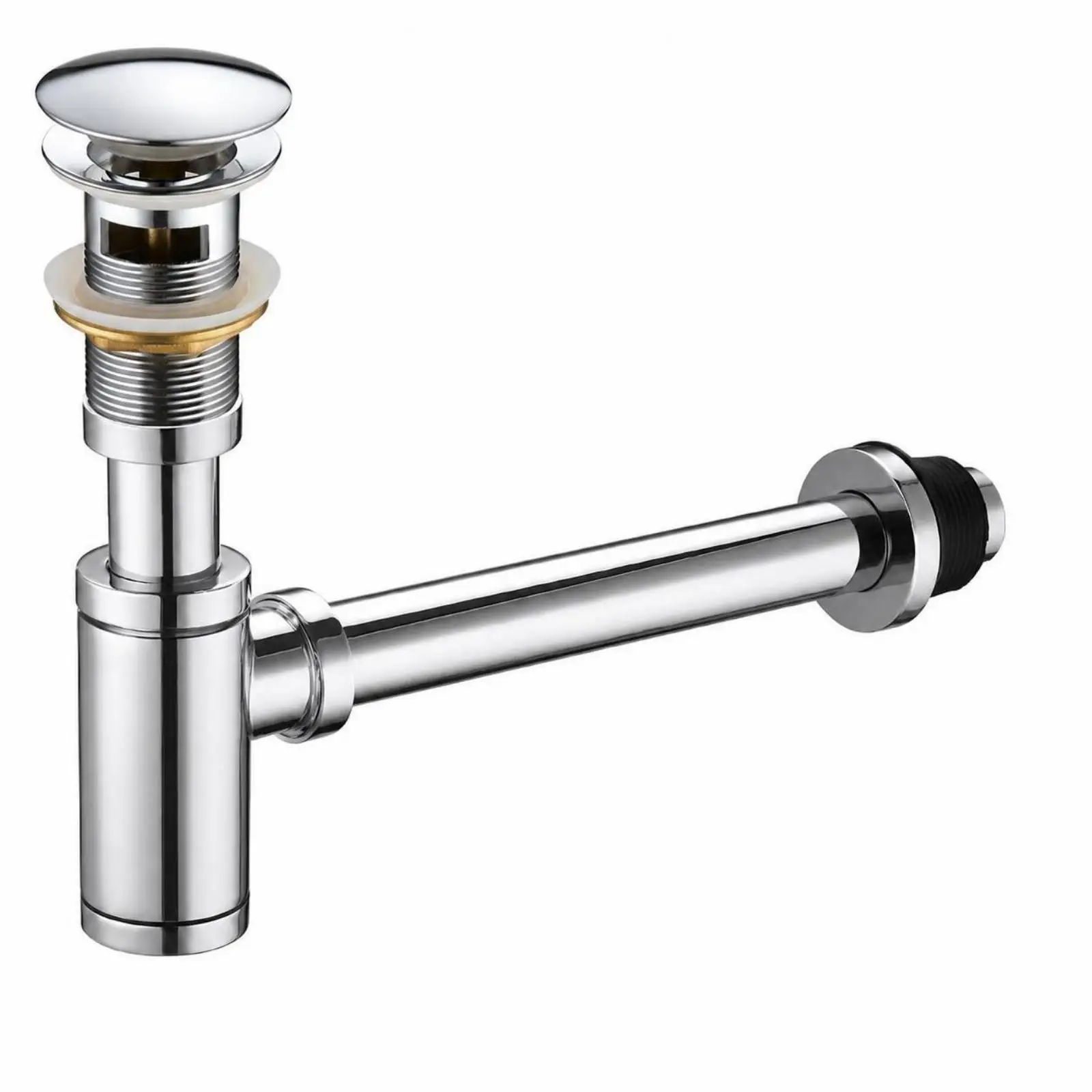 Polished Chrome Copper Sink Waste Drain with Overflow for Residential Commercial Washbasin