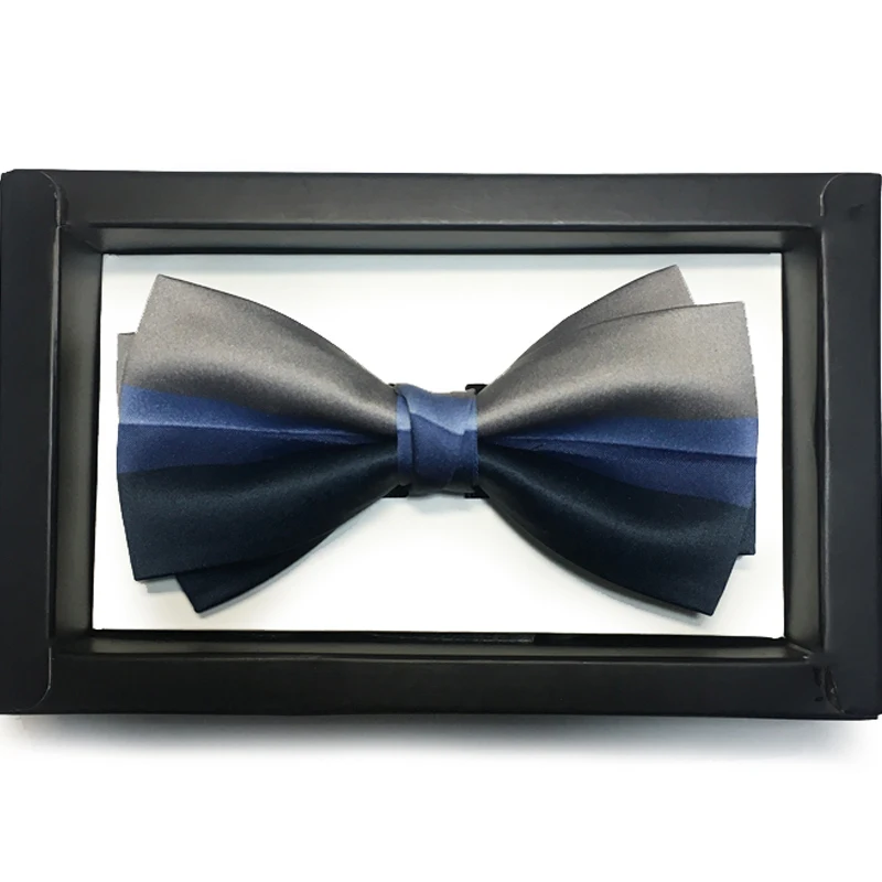 High-end blue silver-gray high-end gift box splicing wedding wedding groomsman man\'s bow tie