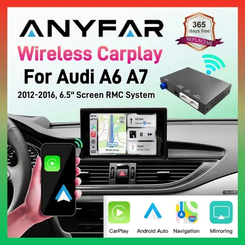 아니파르 무선 카플레이 안드로이드 오토 인터페이스 레트로핏 키트 아우디 A6 C7 A7 2012-2016 RMC 시스템 디코더 박스 모듈 에어플레이