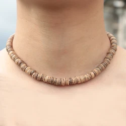 Minimalistische Herenketting Natuurlijke Wenge Houten Kraag Boyfriend Cadeau 4/6/8Mm Schijf Kralen Erkek Kolye Hals Accessoires Choker Collier
