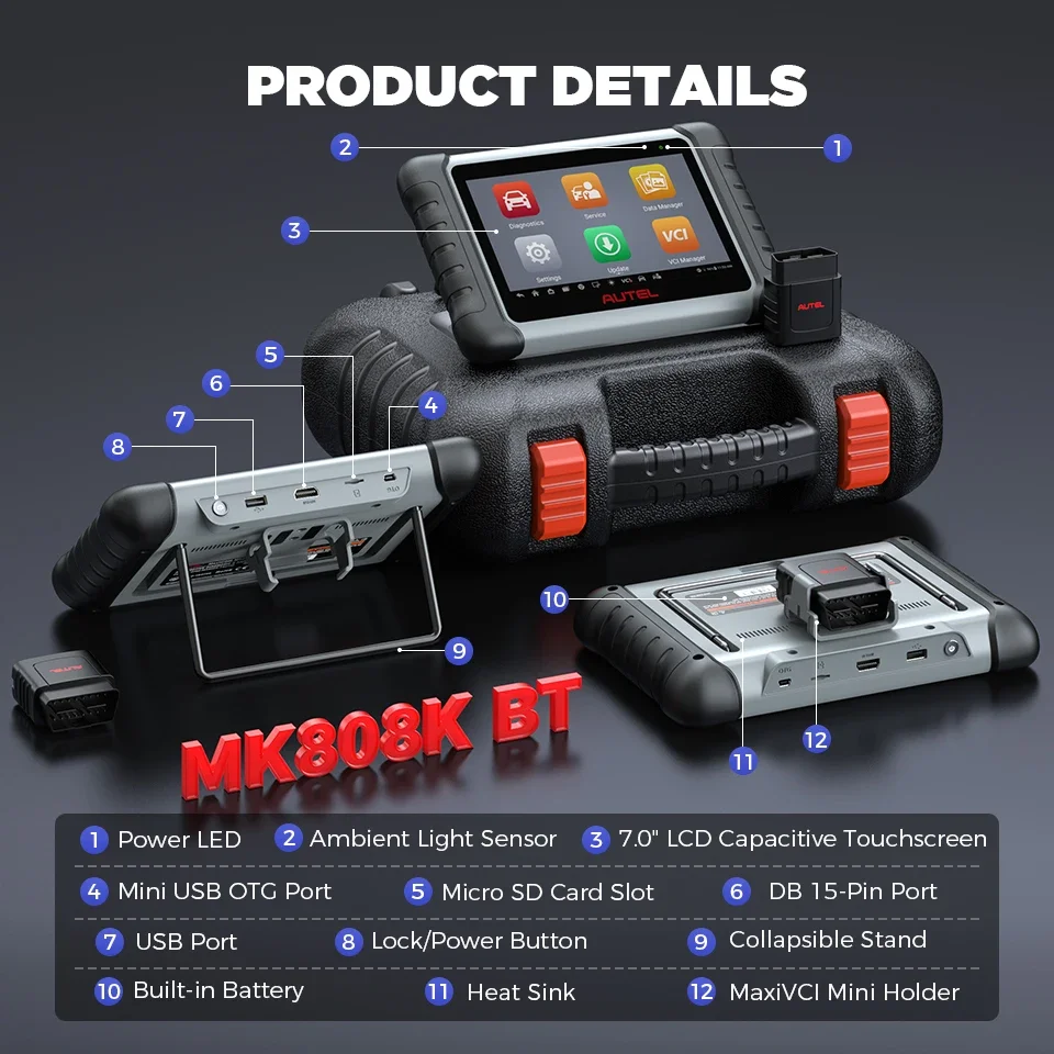 

Bi-directional Diagnostic Tools Autel MK808KBT Pro MK808K-BT Car OBD2 Scanner Code Reader All System Diagnosis PK MK808BT MX808S
