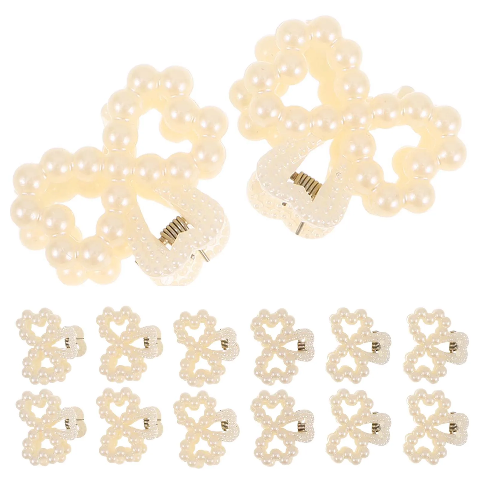 

20 Pcs Pearl Grab Hair Barrettes Cute Claw Clips for Women Bow Shaped Jaw Lightweight Strong Grip Side Design Mini Decoration