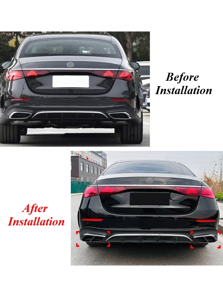 For 2024 Mercedes-Benz E-Class E300L E260 Sport Edition 2pcs Car Tail Throat Liner Pipe Exhaust System Cover Metal Exterior Trim