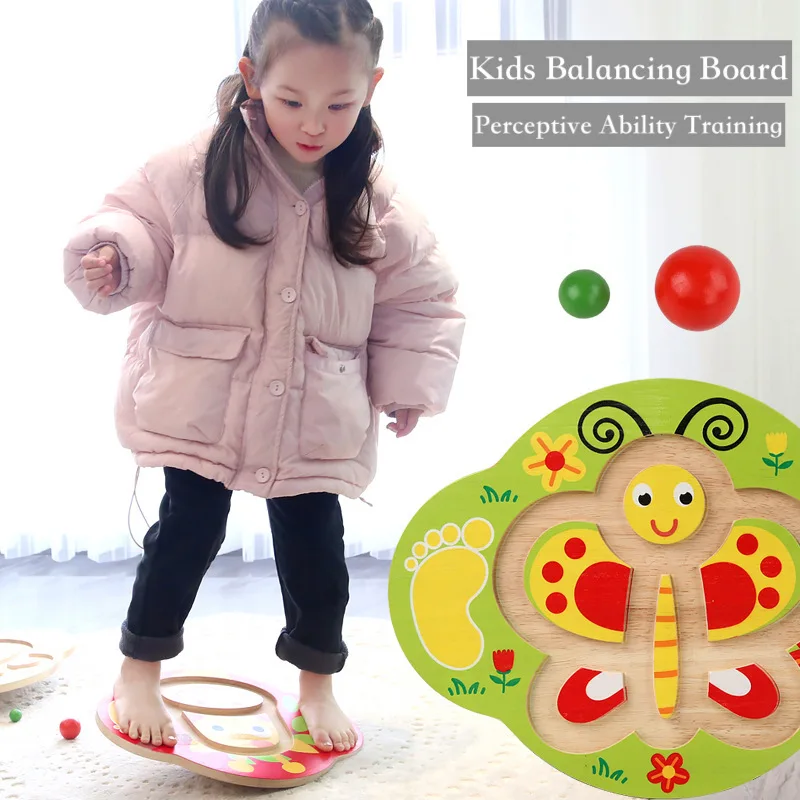 Wooden Anime Balance Board Sensory Montessori Body Training Board Children Yoga Fitness Equipment Physical Coordination Training