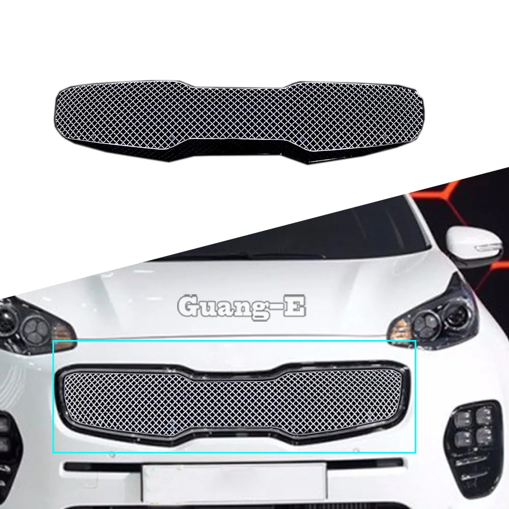 For Kia Sportage KX5 2016 2017 2018 Car Body Protection Detector Stainless Steel Trim Front Frame Grid Grill Grille Molding 1PCs