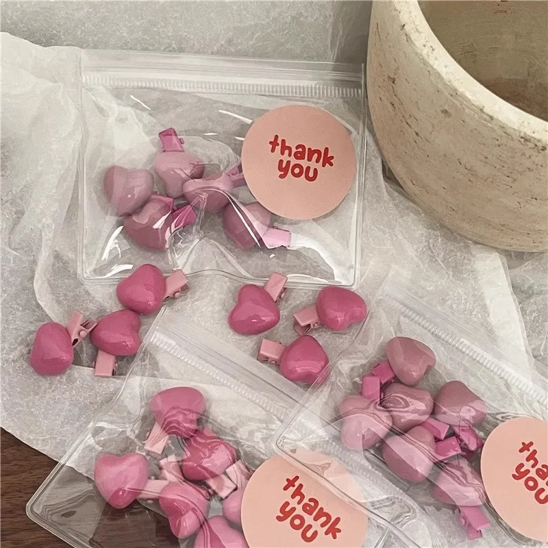 6Pcs/Set Heart Shape Mini Hairpins Cute Sweet Bangs Clip Korean Trendy Side Clip Simple Headwear for Girls Y2K Hair Accessories