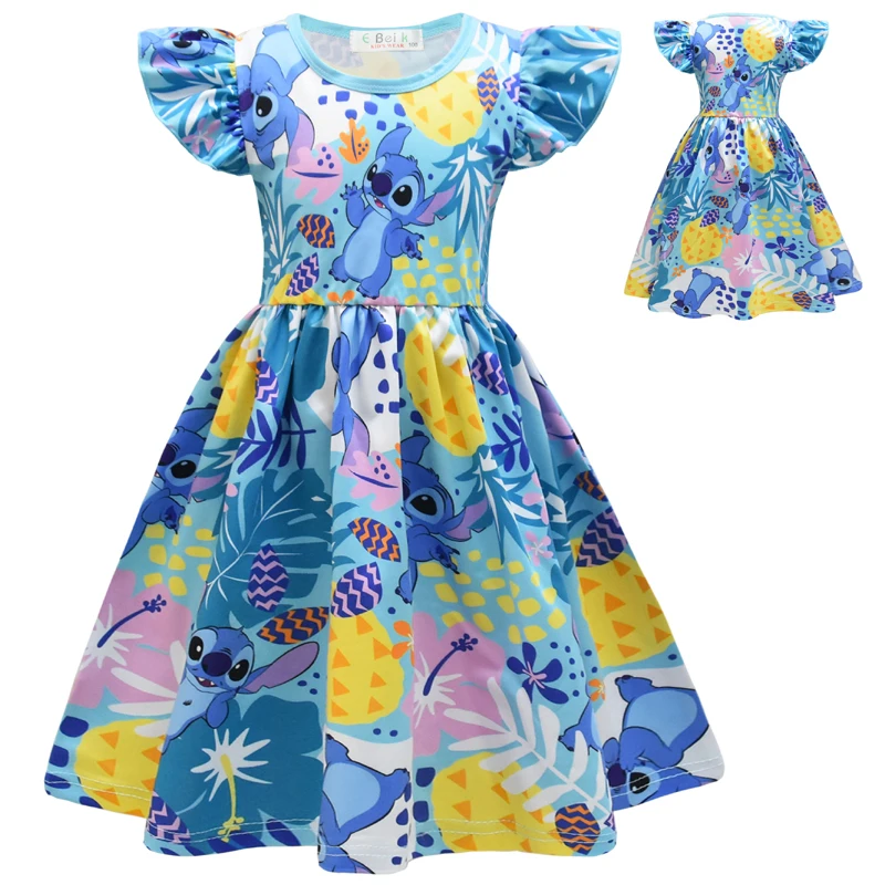 

Disney Cartoon Lilo & Stitch Girls Clothes Spring Summer New Dress Cosplay Clothes Wedding Bridesmaid Kids Dresses for Girls