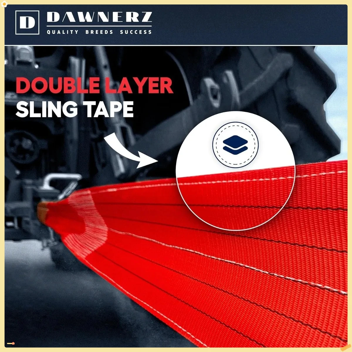 Tow Rope Heavy Duty 30ft 85000 lbs Minimum Break Strength - Recovery Strap 42 US Tons 9m for Trucks and Buses