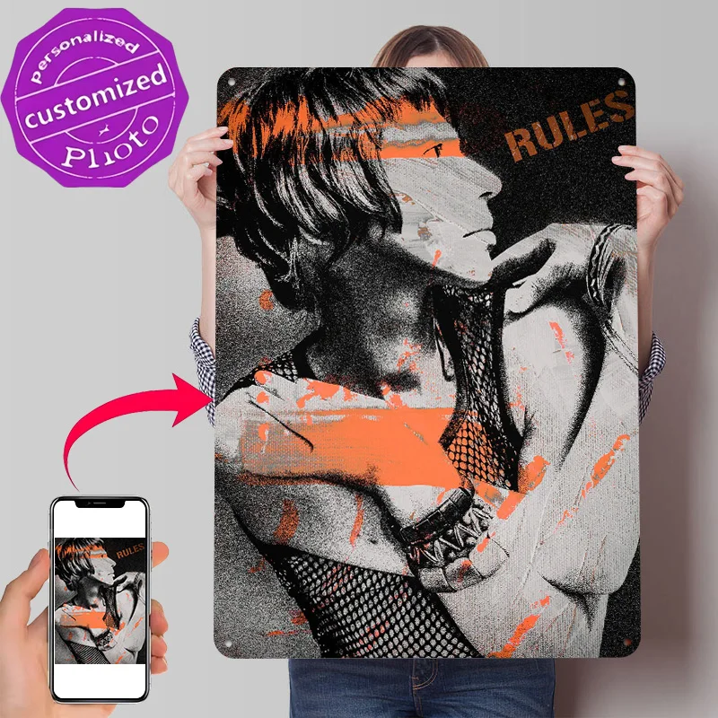 RULES TO BREAK Poster Retro 3D Printed Metal Signs Customized Wall Hanging Gift for Bedroom Decoration Gaming Home Decorations