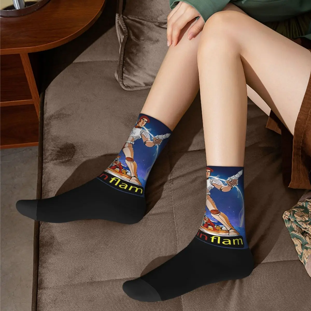 Funny Capitaine Flam Captain Future Theme Cozy Socks Merch All Season 2023 New Soft Middle Tube Socks Breathable