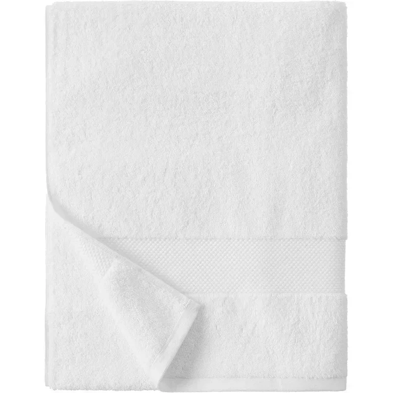 Organic Cotton Plush Bath Towels - 6-Piece Set, 2 Bath Towels 2 Hand Towels 2 Washcloths Cotton Turkish Towels Bathroom White