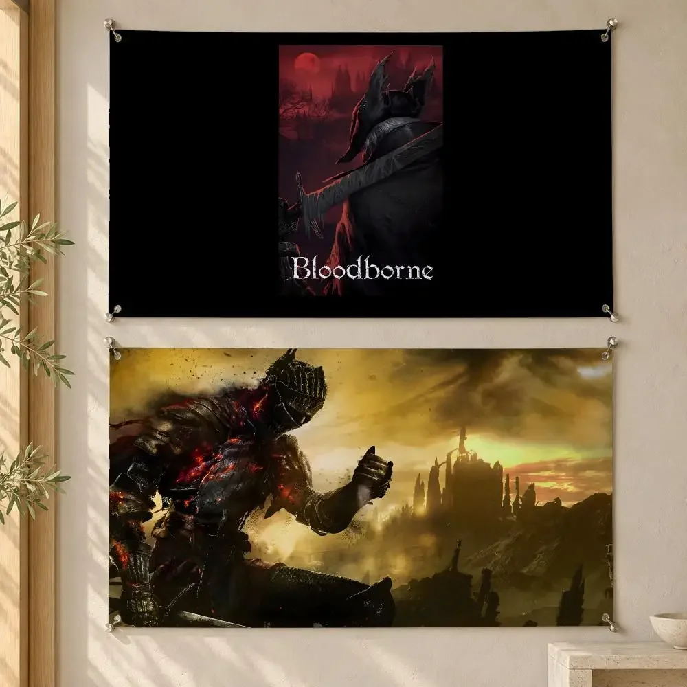 Bloodborne Flags Decorative Wall Hanging Banner Bedroom Dorm Music Room Garden Party