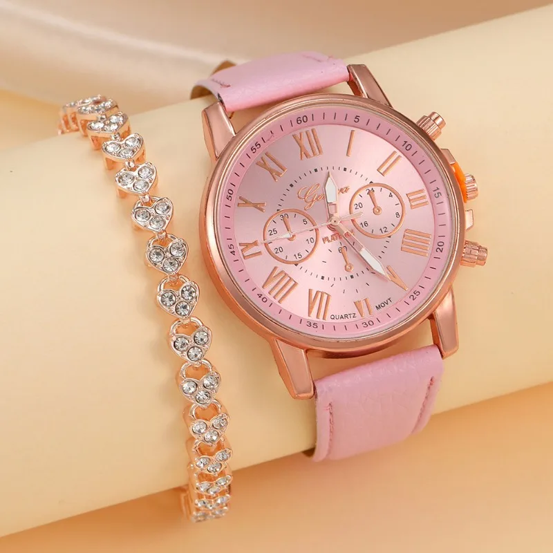 Ladies Fashion Simple Digital Alloy with Quartz Watch Bracelet 2pcs Set Luxury Women Simple Dial Ladies Watches Reloj Mujer