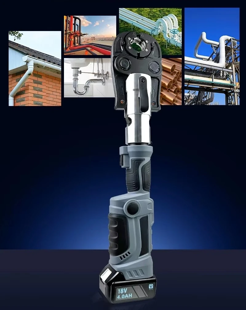 Rechargeable Electric Hydraulic Pipe Crimping Plier Portable Ring Press Plier for Gas & Water Stainless Steel Pipe