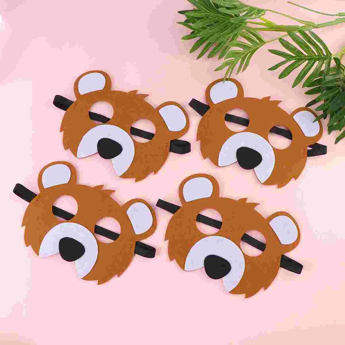 4 Pcs Children Performance Props Felt Masks Animal Shape Cartoon The Facial Halloween