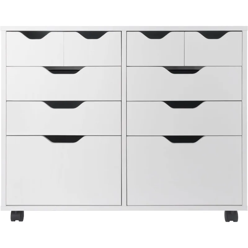 Storage Mobile Cabinets, 2 Doors, 4 Drawers, 4 Small Bins, For Home Office, White