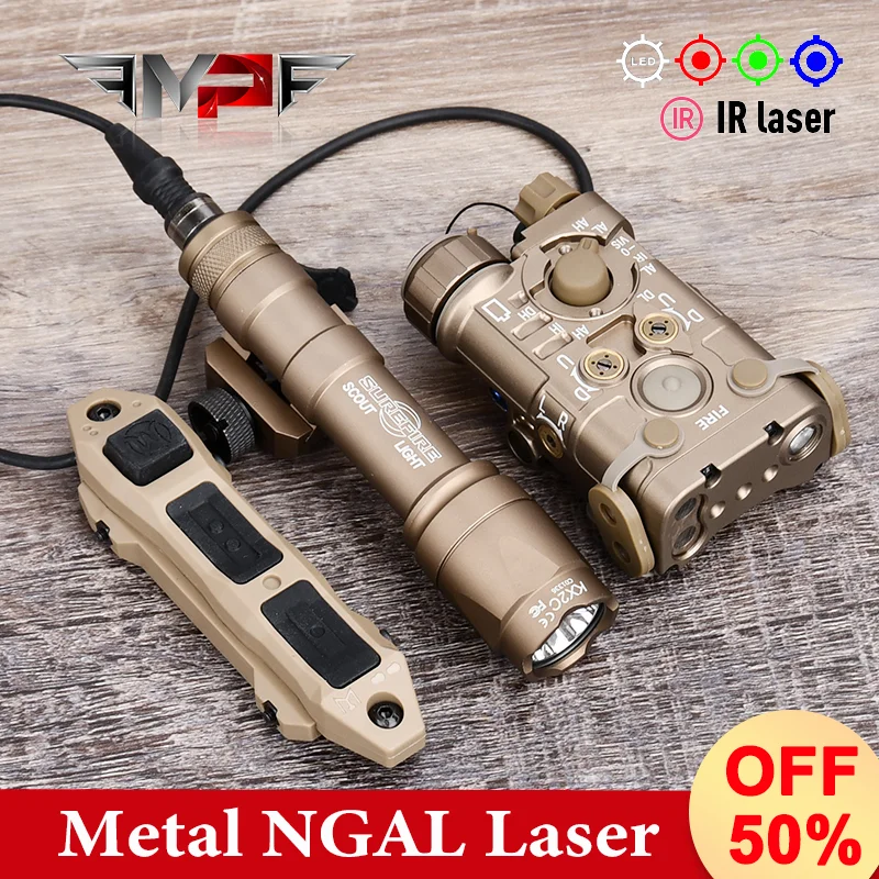 

WADSN Tactic L3-NGAL Metal High Power Red/Green/Blue IR Laser LED Strobe Flashlight 150lm Aiming AN/PEQ15 Weapon Light